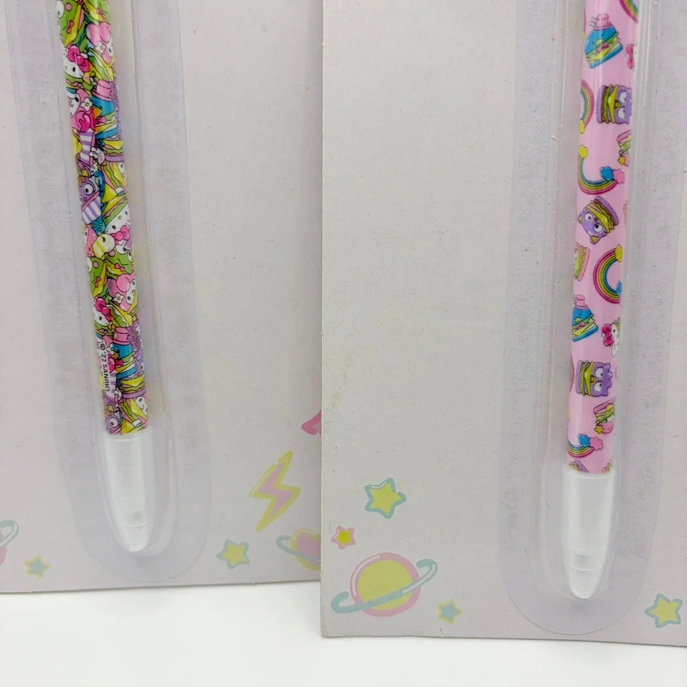 Sanrio Hello Kitty Keroppi Rainbow Novelty Pen Set 2pk Black Ink Kawaii Pens